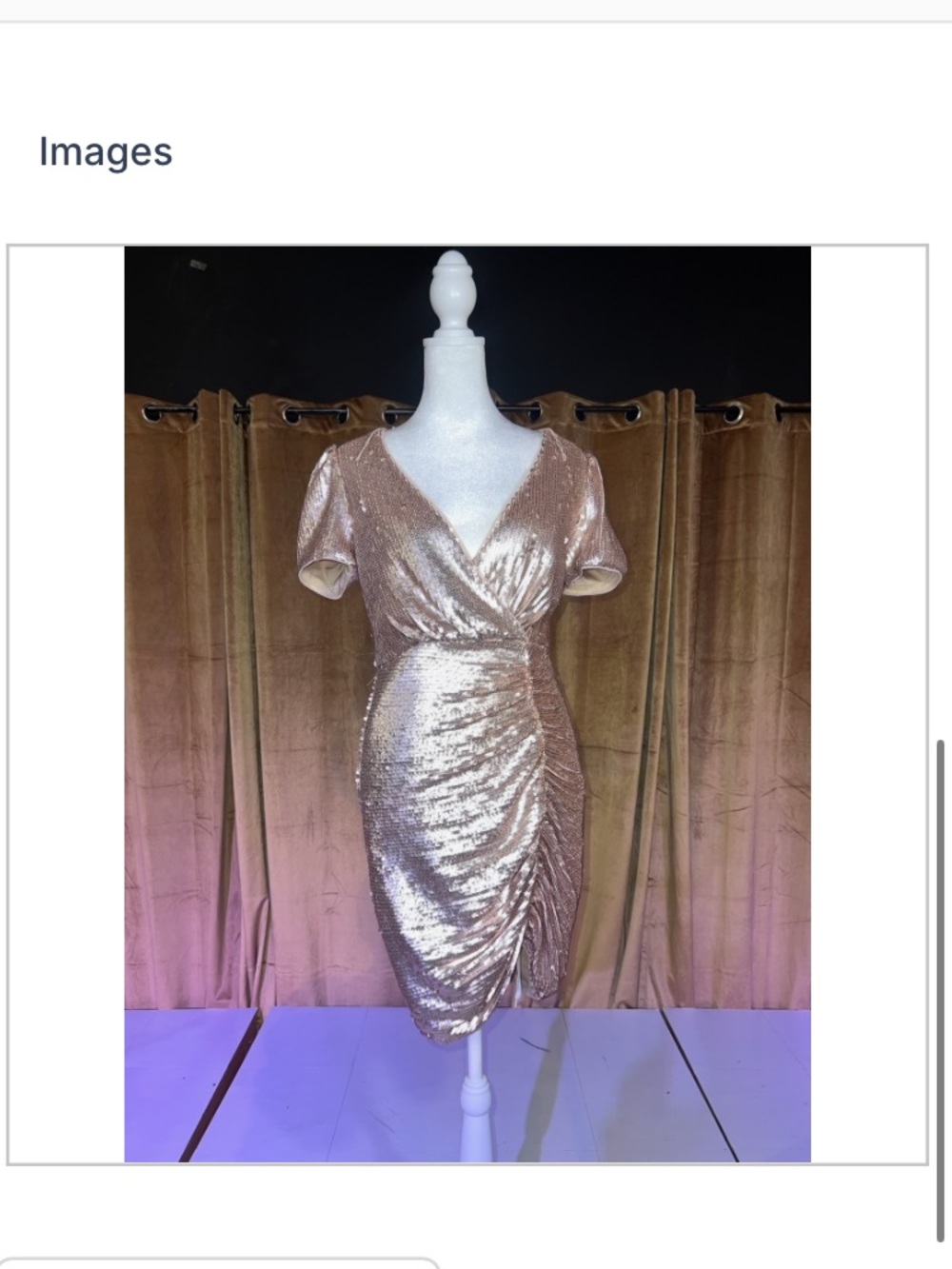 Sequin Wrap-Front Champagne Cocktail Dress